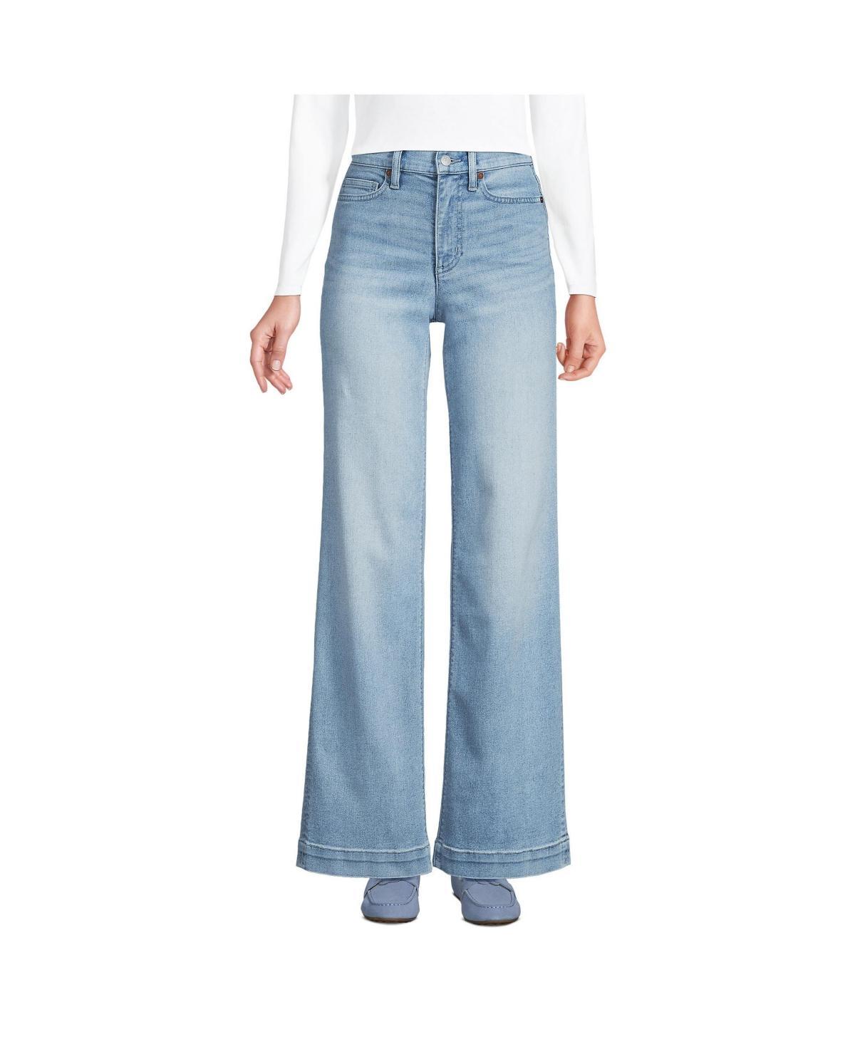 Womens Lands End High-Rise Wide Leg Jeans Product Image