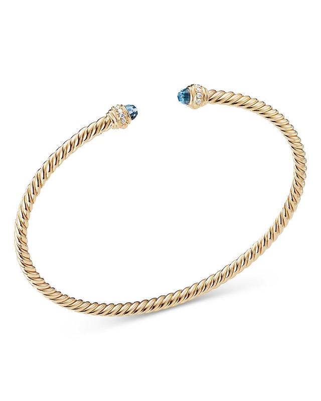 David Yurman 18K Yellow Gold Cable Spira Bracelet with Black Onyx & Diamonds Product Image