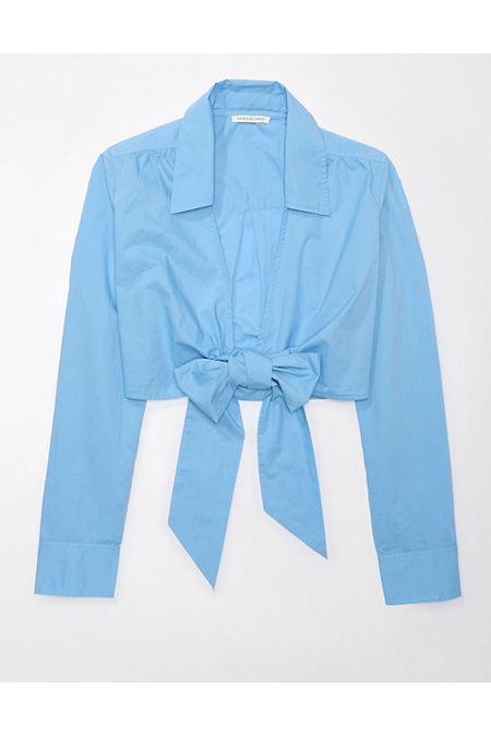 AE Long-Sleeve Tie-Front Shirt Women's Product Image