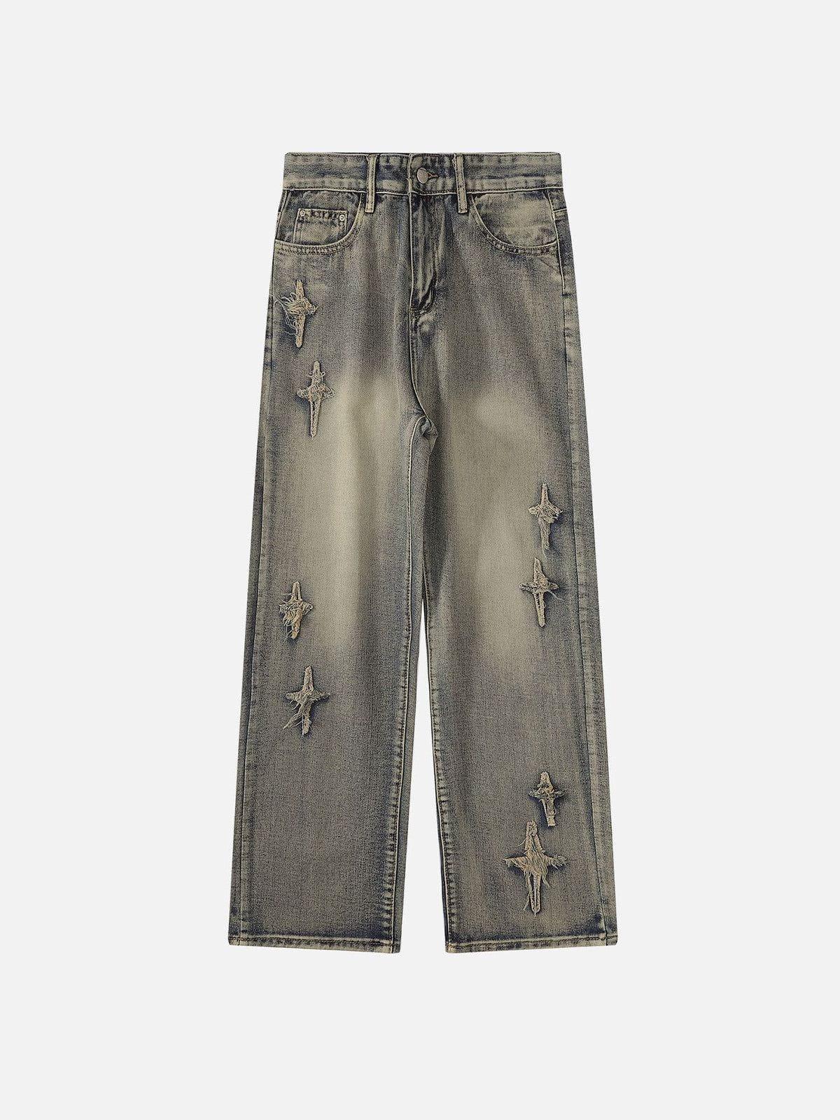 Aelfric Eden Star Embroidered Washed Tapered Jeans Product Image