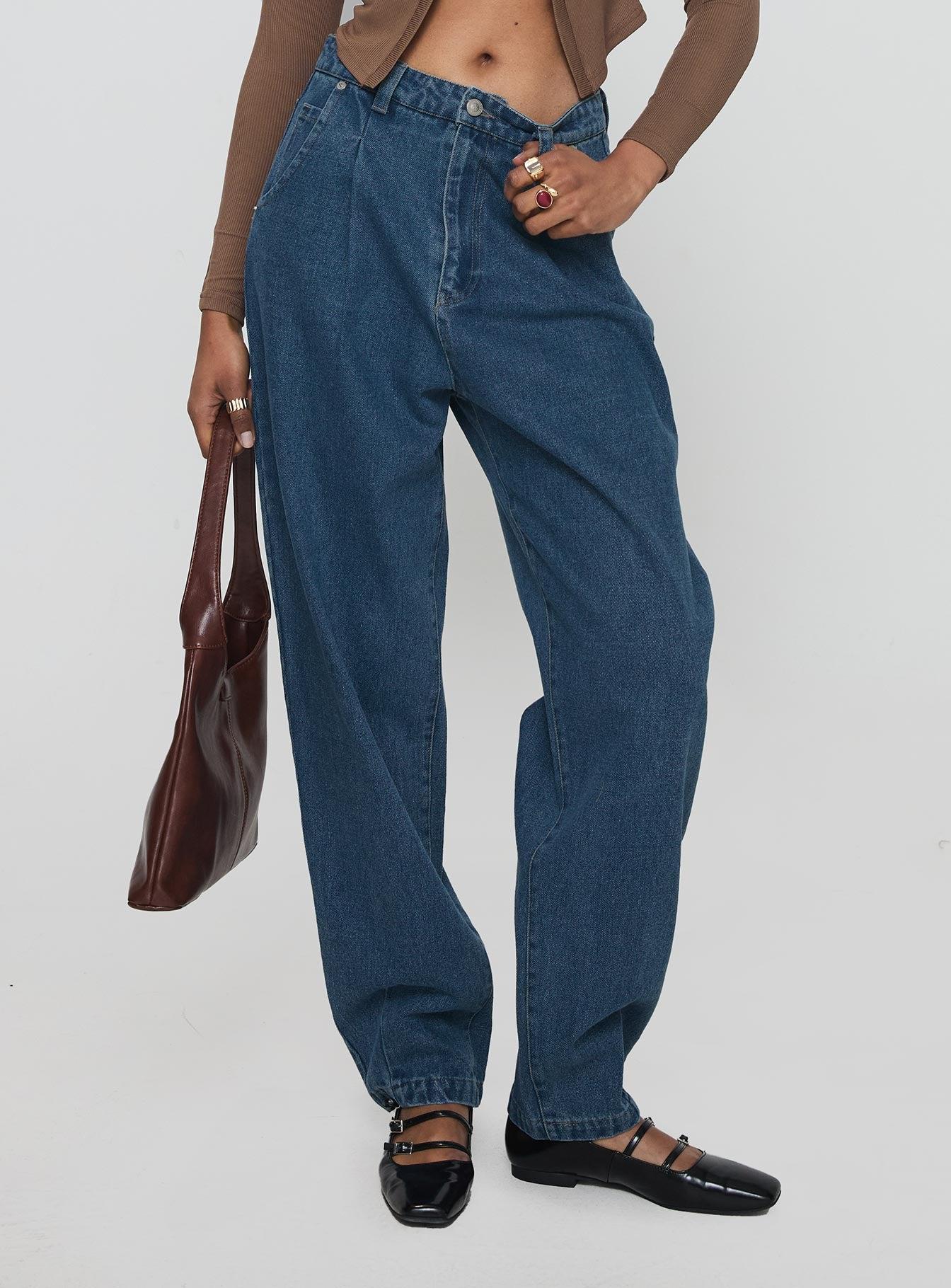 Forestier Pin Tuck Jeans Mid Blue Product Image