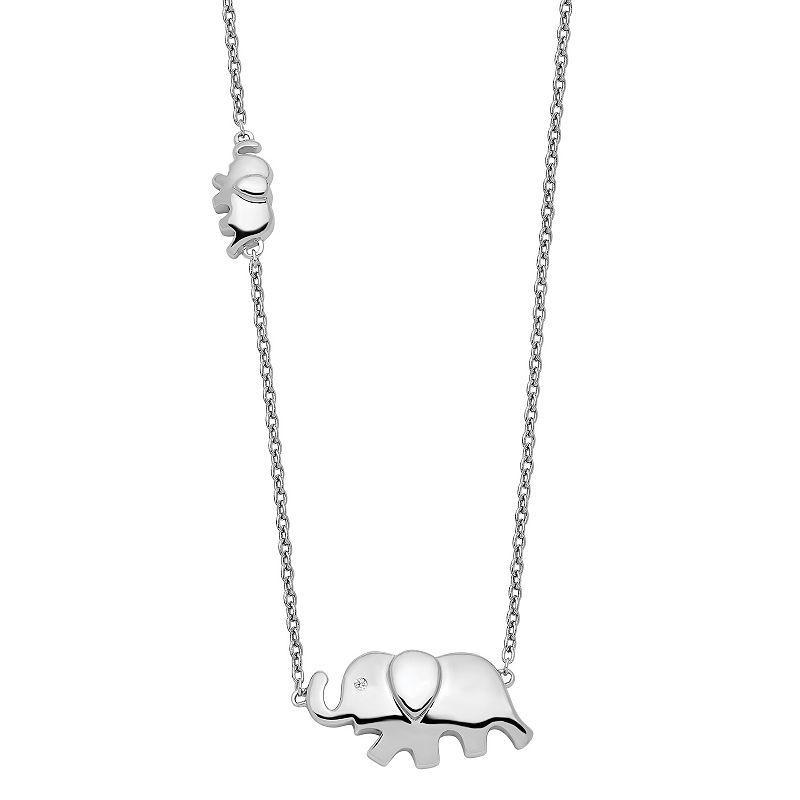 White Ice Sterling Silver Diamond Accent Elephant Necklace, Womens Product Image