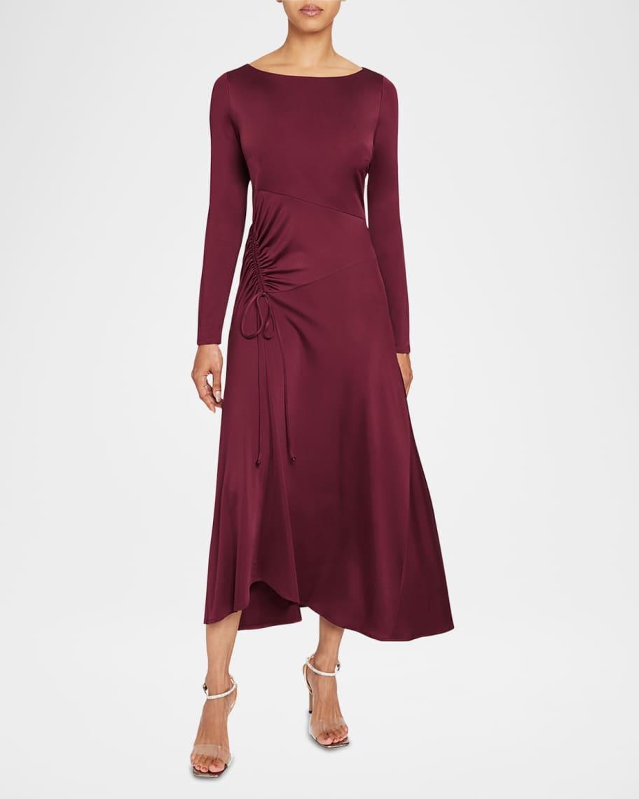 Tia Ruched A-Line Midi Dress Product Image