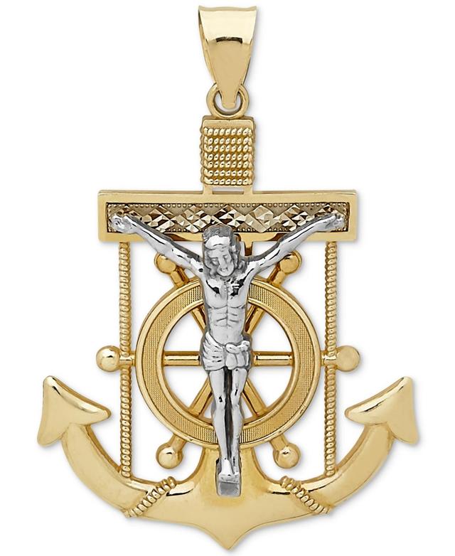 Mens Mariner Cross Pendant in 14k Gold & White Gold Product Image