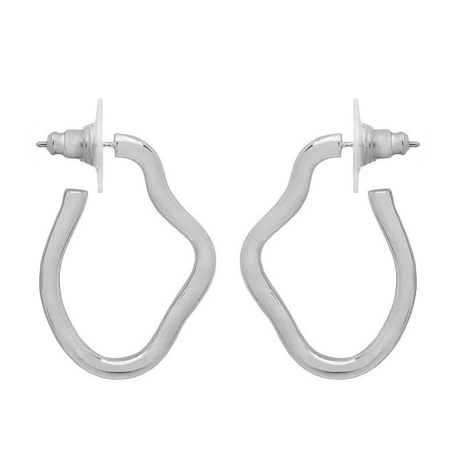 Emberly Silver Tone Sculptural Shape Hoop Earrings, Womens Product Image