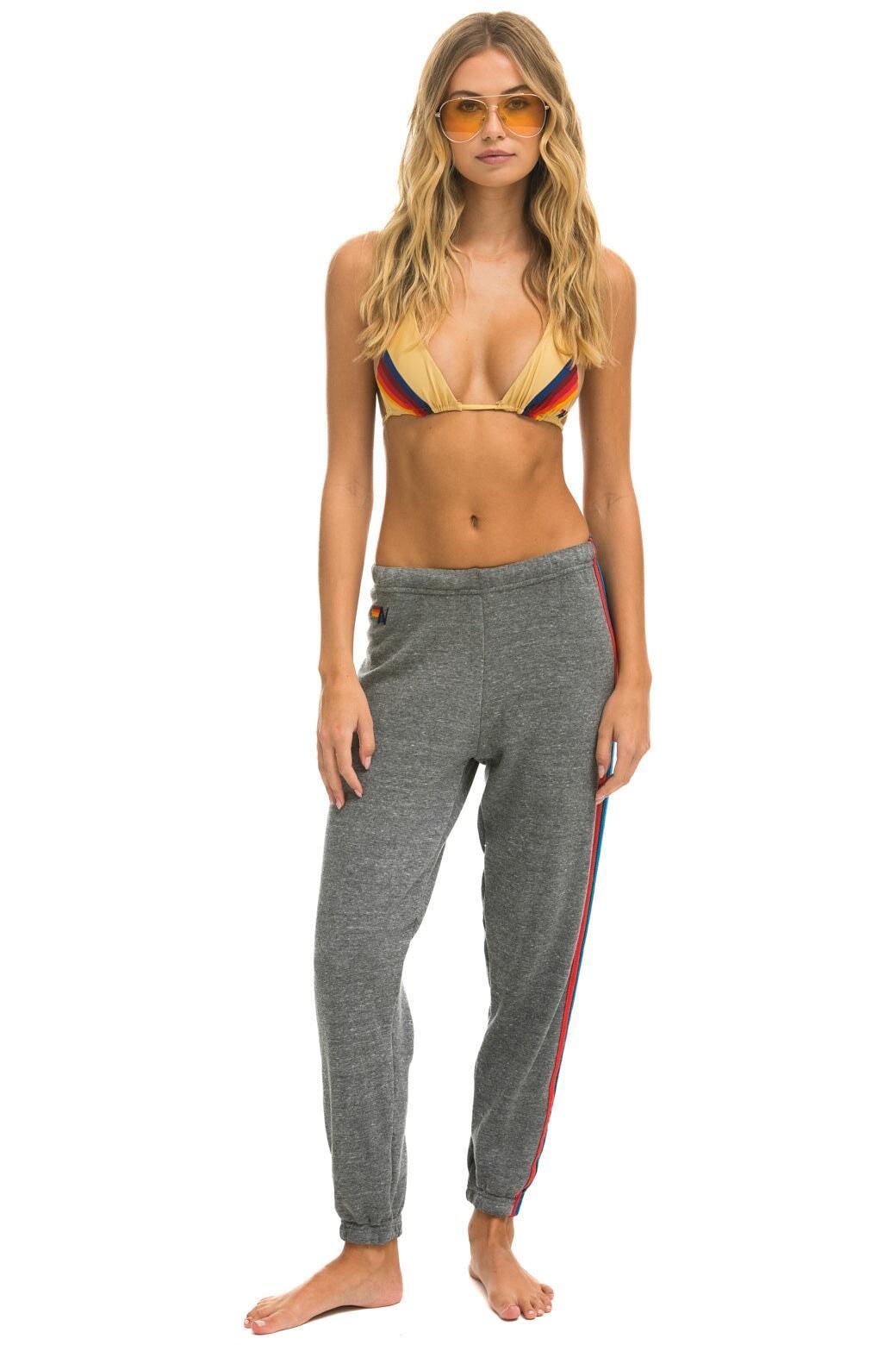 5 STRIPE SWEATPANTS - HEATHER GREY // USA Female Product Image