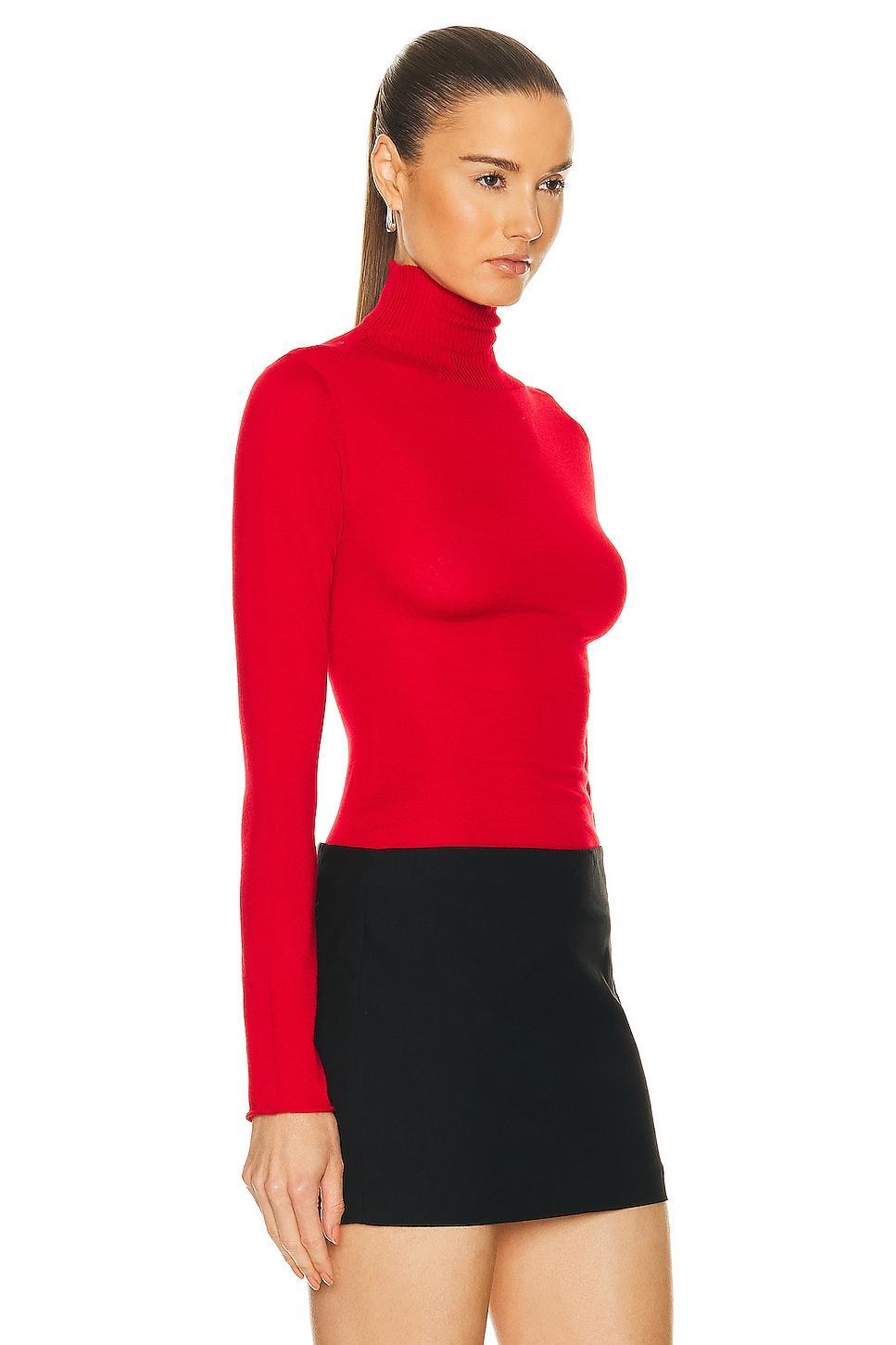 Marni Long Sleeve Turtleneck Top in Tulip - Red. Size 42 (also in ). Product Image