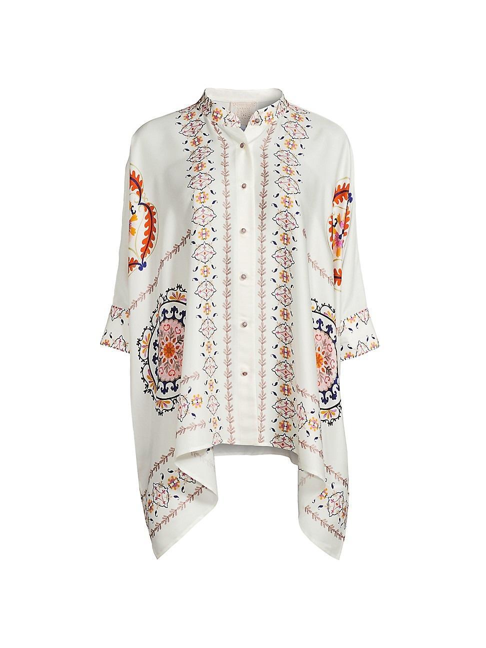 Womens Katia Embroidered Silk-Blend Oversized Blouse Product Image