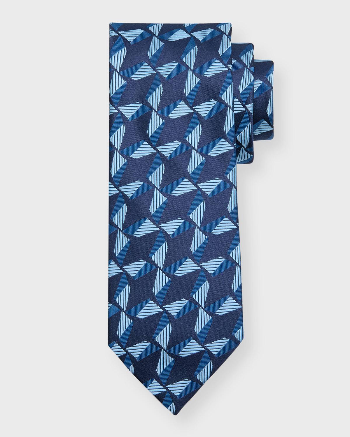 Mens Geometric Jacquard Silk Tie Product Image