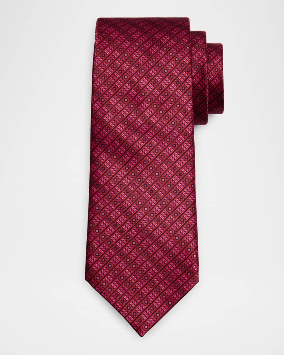 Mens Medallion Stripe Silk Tie Product Image