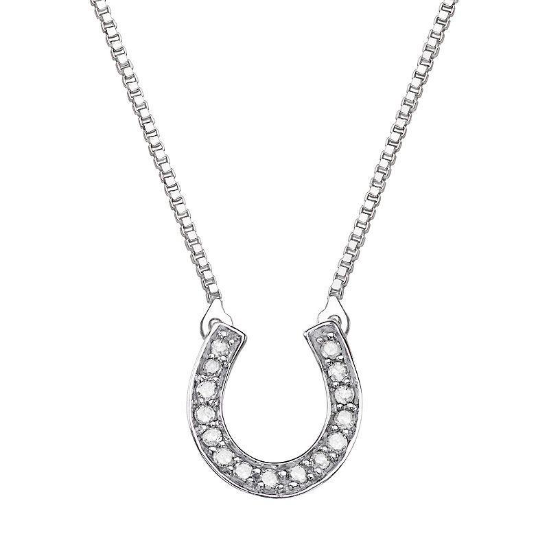 Sterling Silver Diamond Accent Horseshoe Necklace, Womens White Product Image