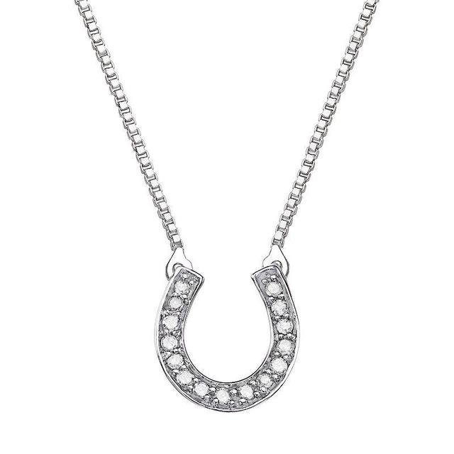 Sterling Silver Diamond Accent Horseshoe Necklace, Womens White Product Image