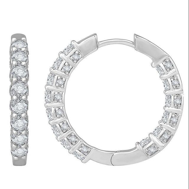 Diamond Medley 14k White Gold 2 9/10 Carat T.W. Lab-Grown Diamond Hoop Earrings, Womens Product Image