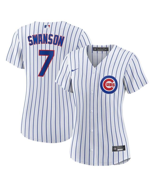 Womens Nike Dansby Swanson White, Royal Chicago Cubs Home Replica Player Jersey - White, Royal Product Image