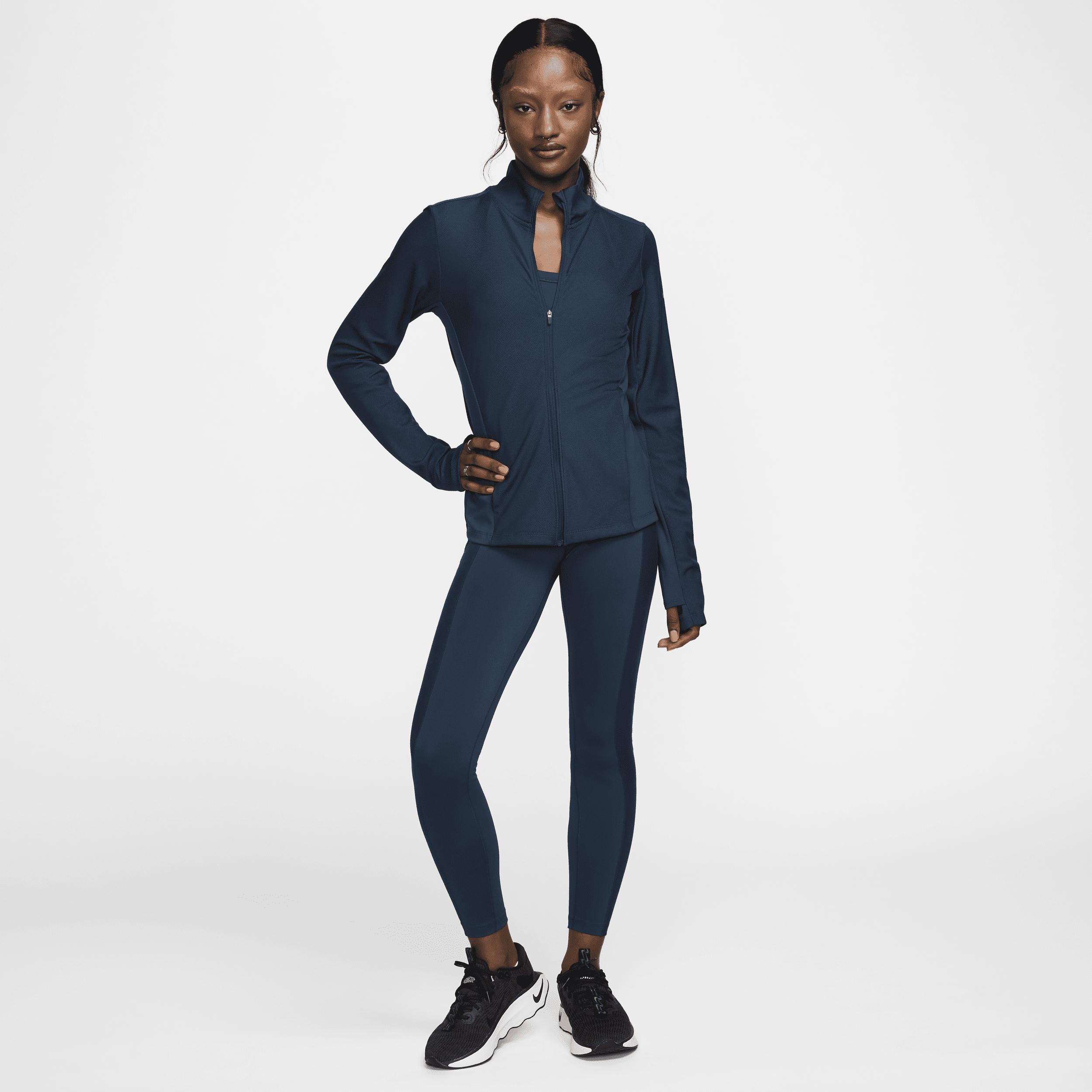 Nike Womens Nike One Rib Full Zip Mid Layer - Womens White/Armory Navy Product Image