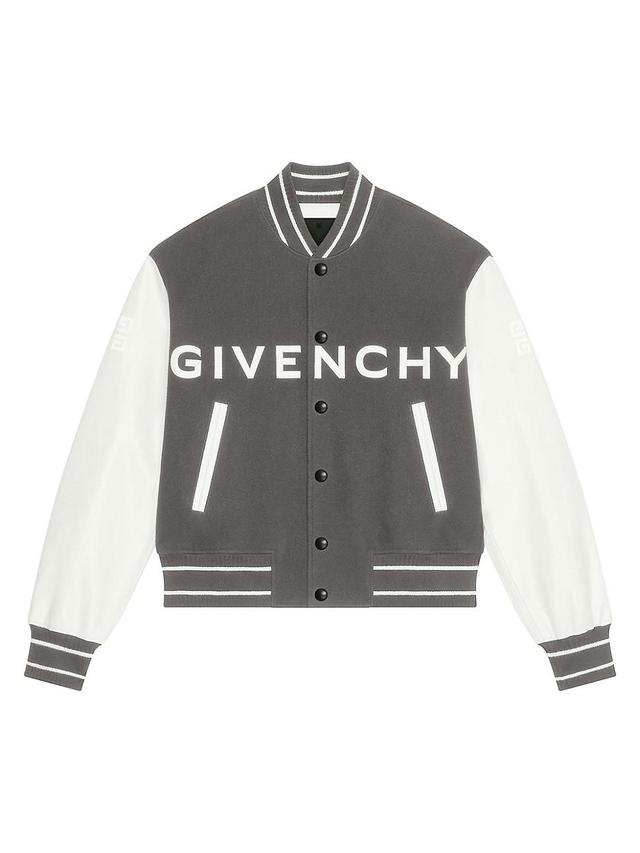 Mens Plage Varsity Jacket in Wool and Leather Product Image