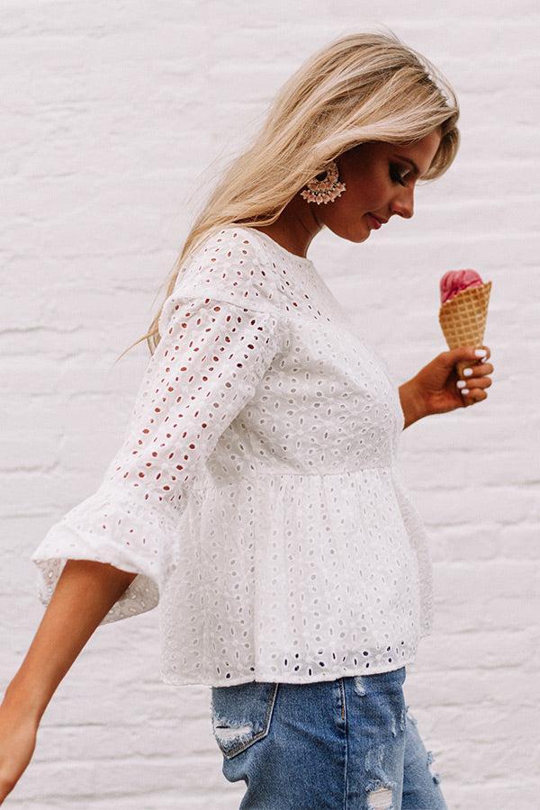 Everyday Charm Eyelet Top In White Product Image