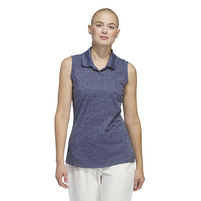 Womens adidas Ultimate365 Jacquard Sleeveless Polo Golf Shirt Collegiate Blue Product Image