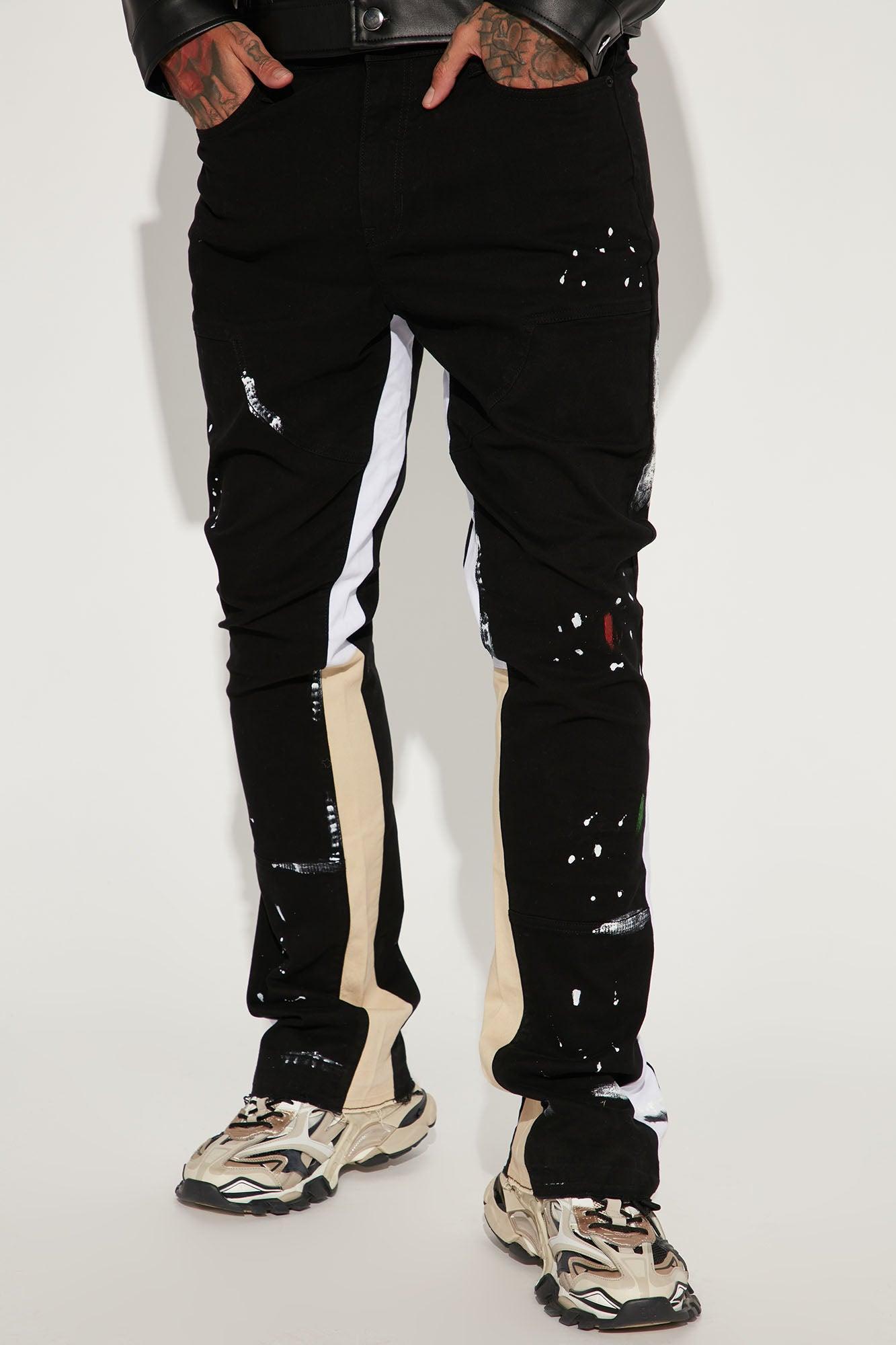 Both Ways Slim Stacked Flared Pants - Black/combo Product Image