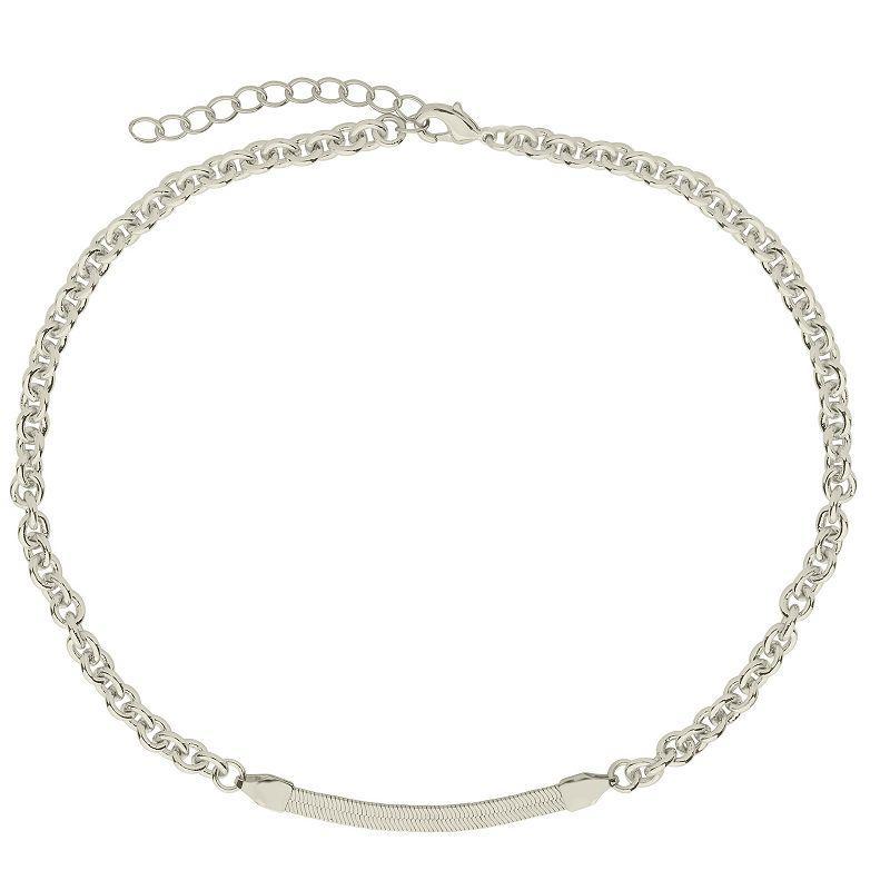 MC Collective Bar Chain Necklace, Womens Silver Tone Product Image