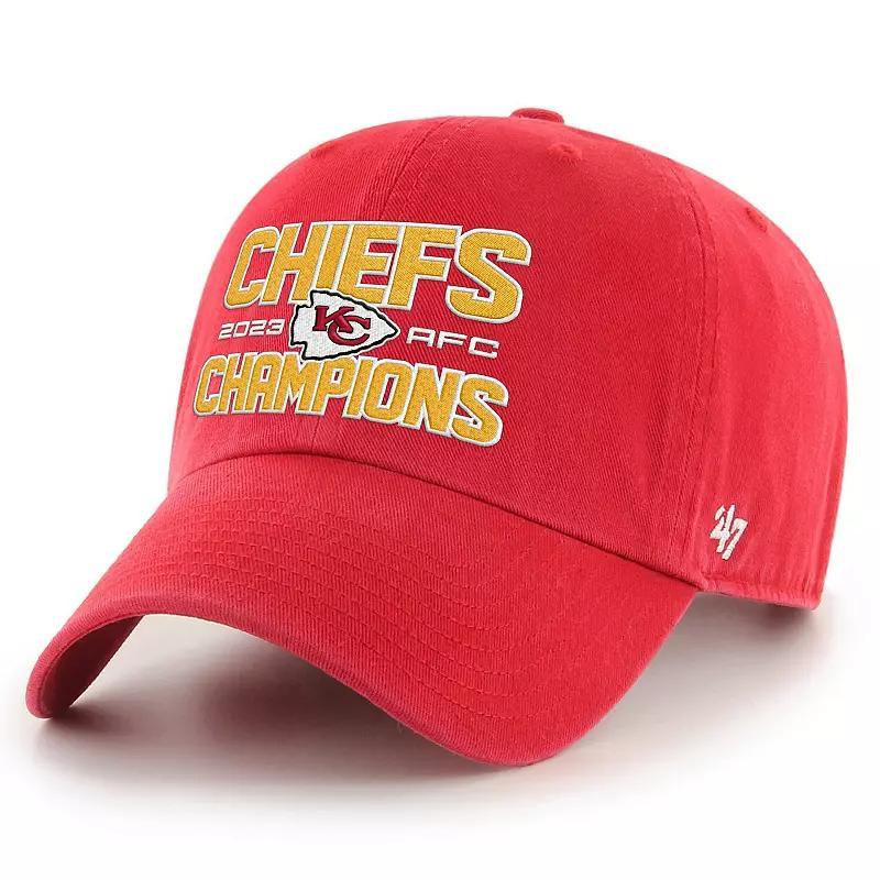 Mens 47 Brand Red Kansas City Chiefs 2023 Afc Champions Clean Up Adjustable Hat Product Image