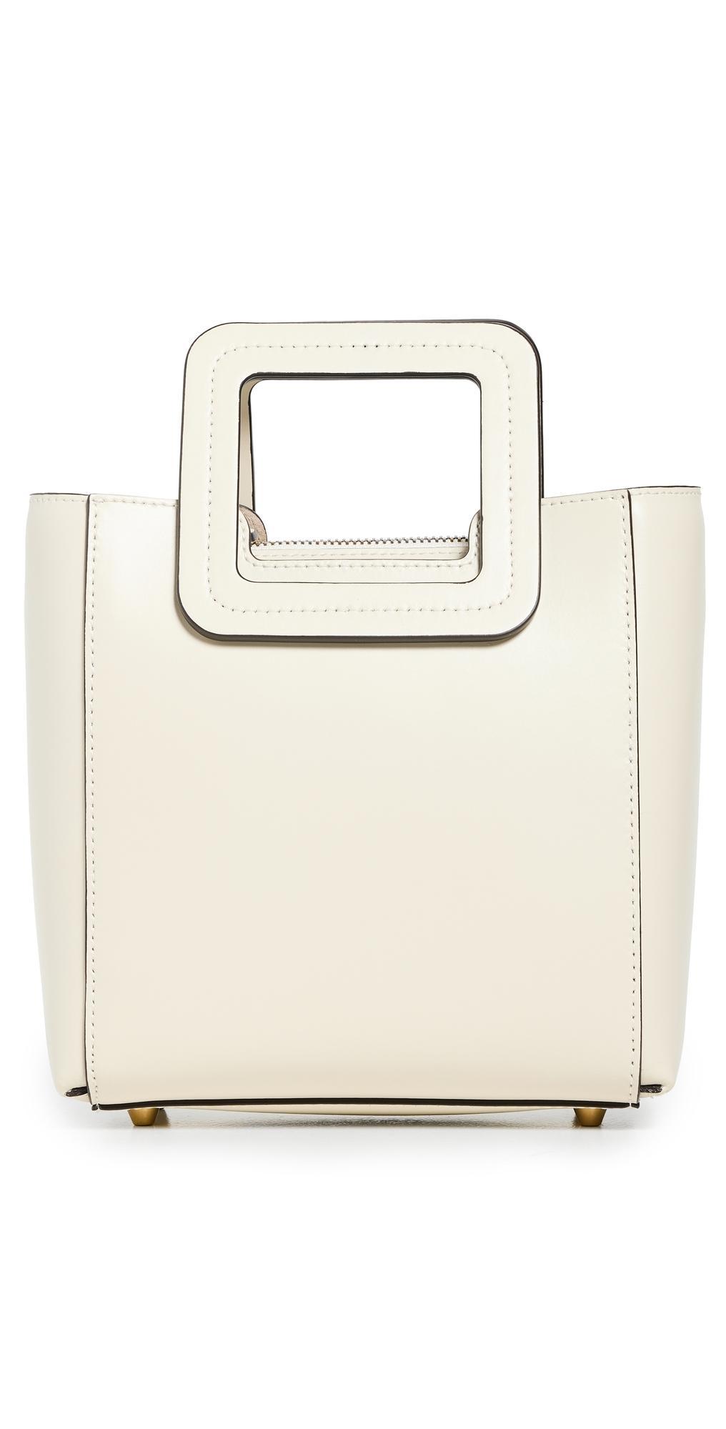 STAUD Mini Shirley Leather Bag Cream Contrast Product Image