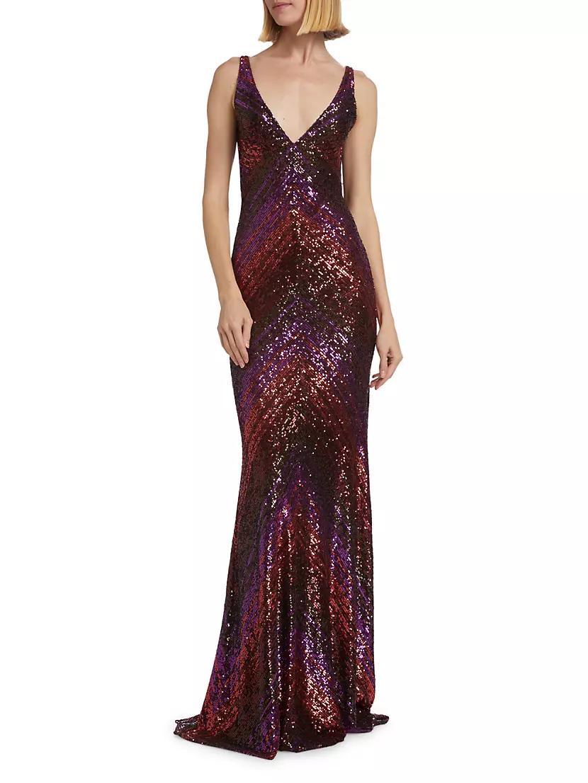 Sequined Stripe Slip Gown Product Image