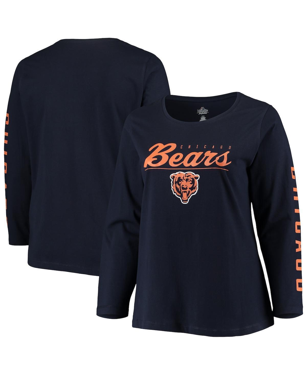 Womens Majestic Chicago Bears Plus Size Team Logo Long Sleeve T-Shirt Blue Product Image