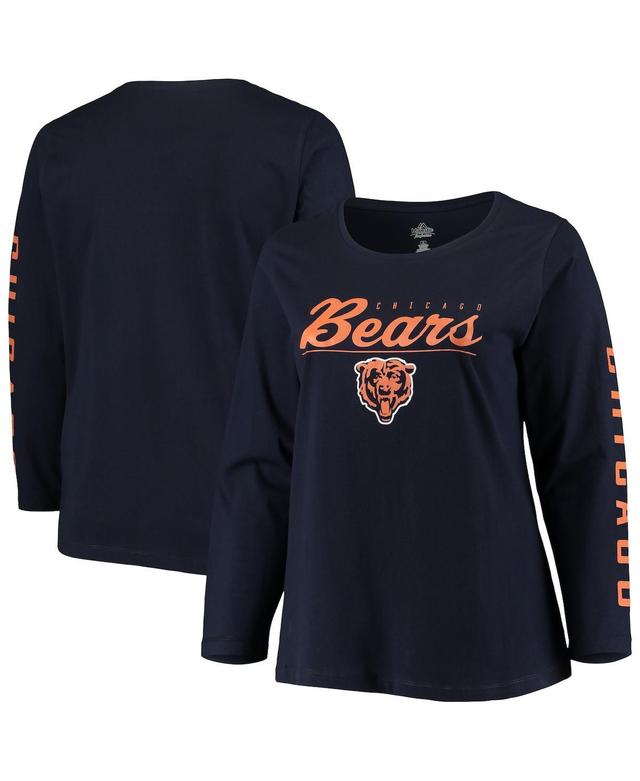 Womens Majestic Chicago Bears Plus Size Team Logo Long Sleeve T-Shirt Blue Product Image