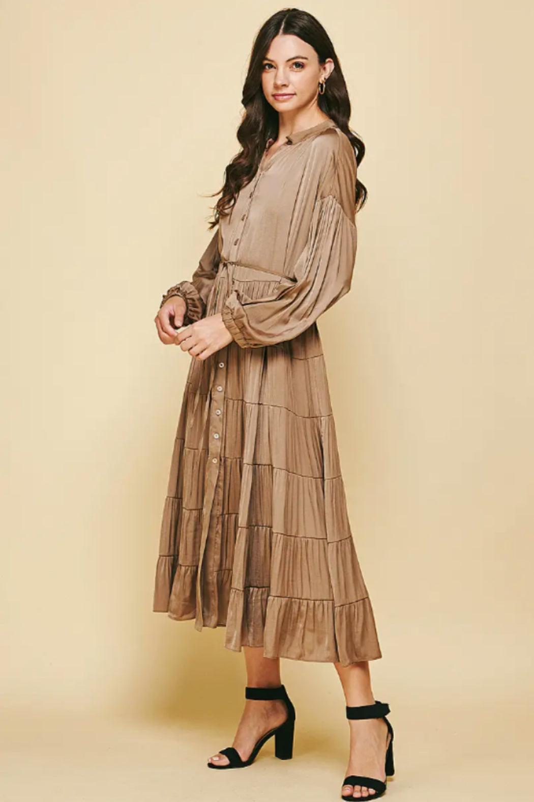 Button Down Tiered Dress Female Product Image