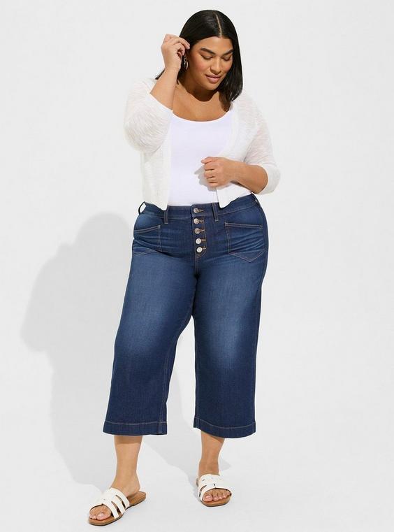 High-Rise Wide-Leg Crop Wide Leg Lightweight Vintage Stretch Jeans Product Image