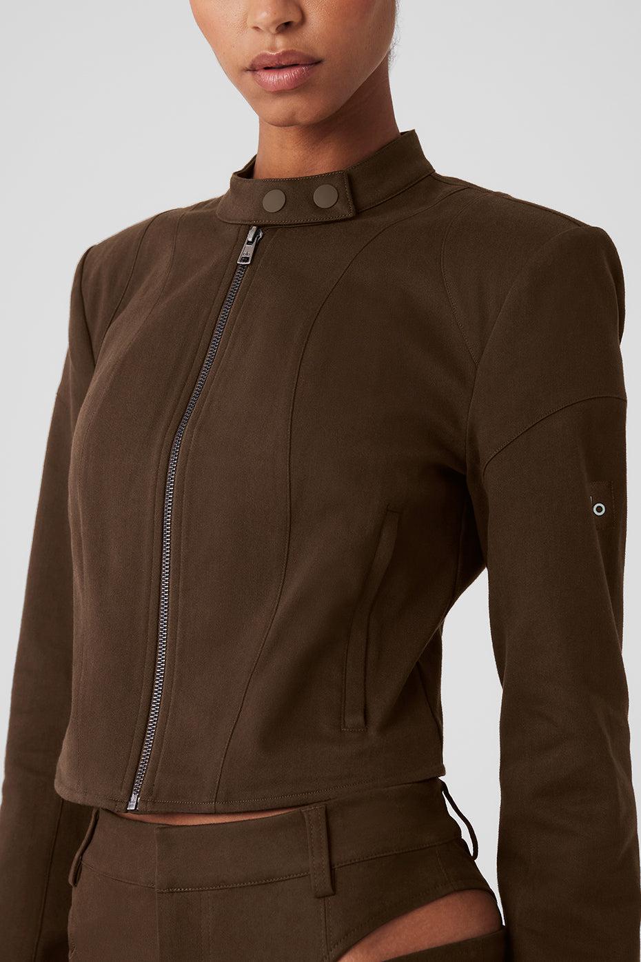 Cropped Full Throttle Moto Jacket - Espresso Female Product Image