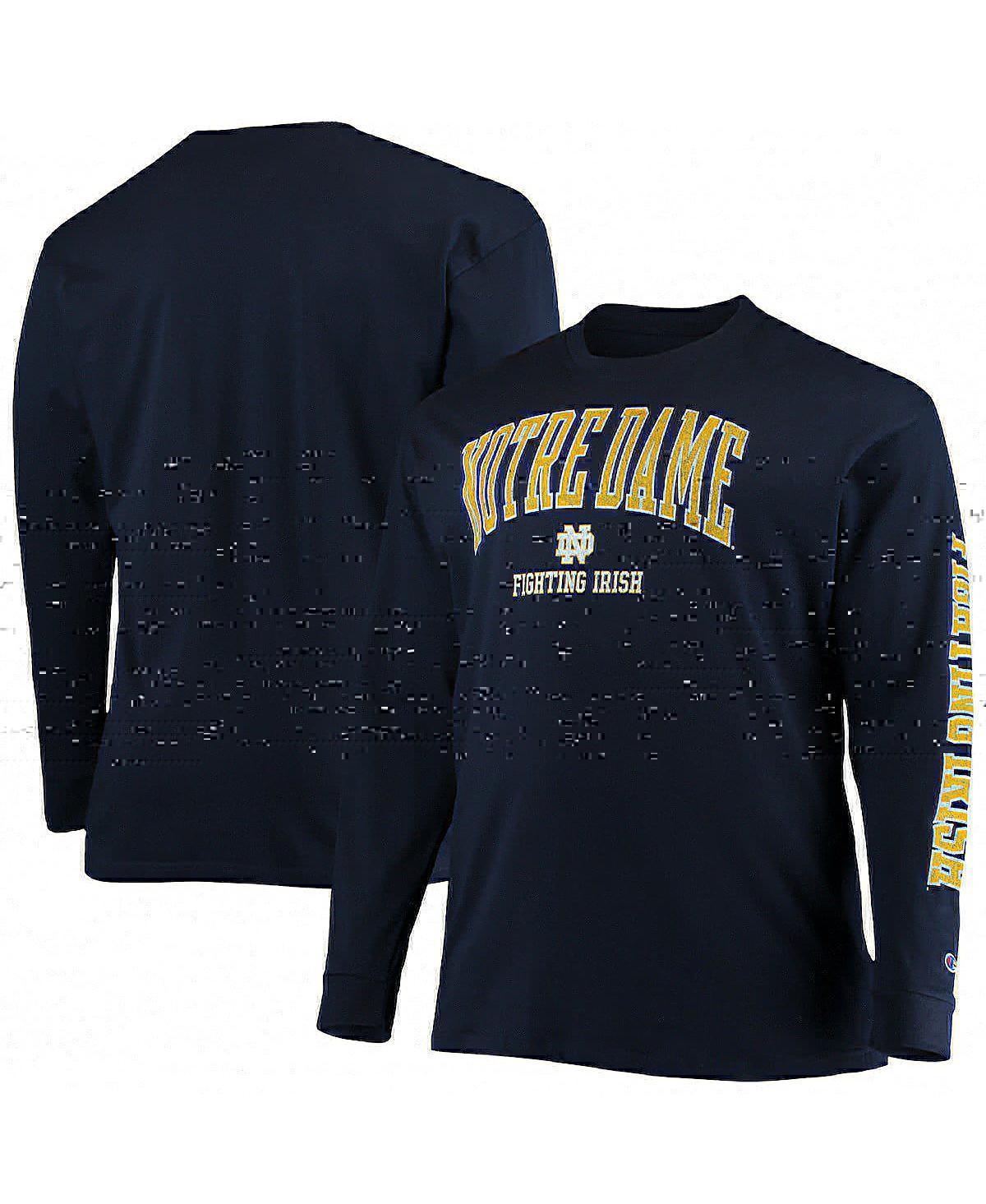 Mens Champion Navy Notre Dame Fighting Irish Big and Tall 2-Hit Long Sleeve T-shirt Product Image