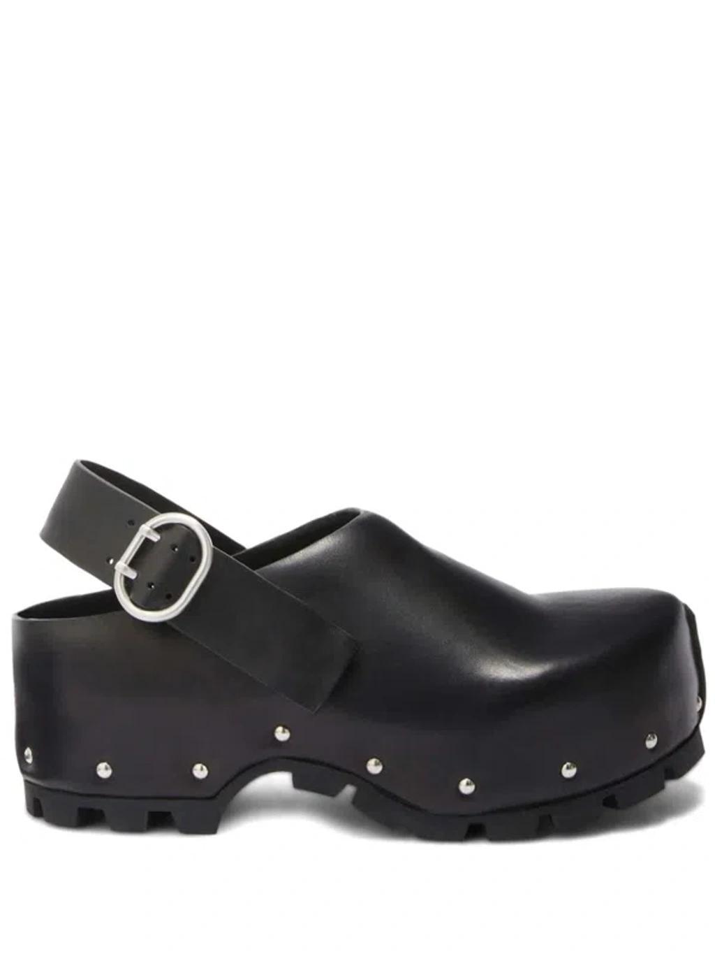 Stud-embellished Leather Clogs In Black product image