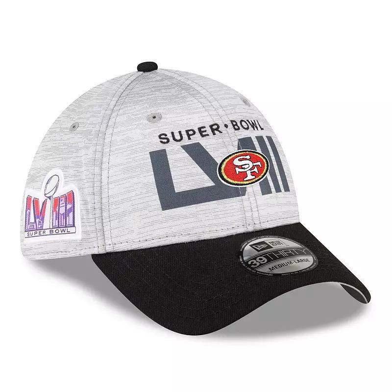 Mens New Era Heather Gray/Black San Francisco 49ers Super Bowl LVIII 39THIRTY Flex Fit Hat Product Image