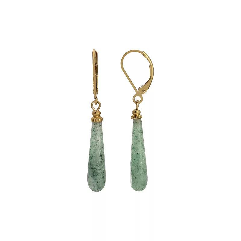 1928 Gold Tone Stone Linear Drop Earrings, Womens, Green Product Image