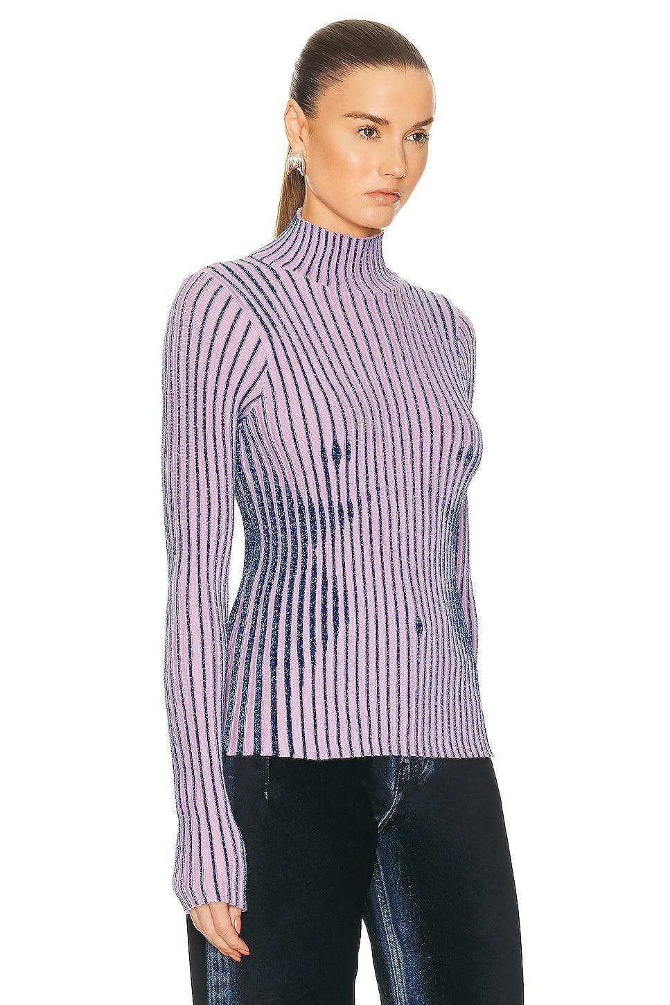 Jean Paul Gaultier Body Morph Metallic Trompe lOeil Merino Wool Blend Rib Turtleneck Sweater Product Image