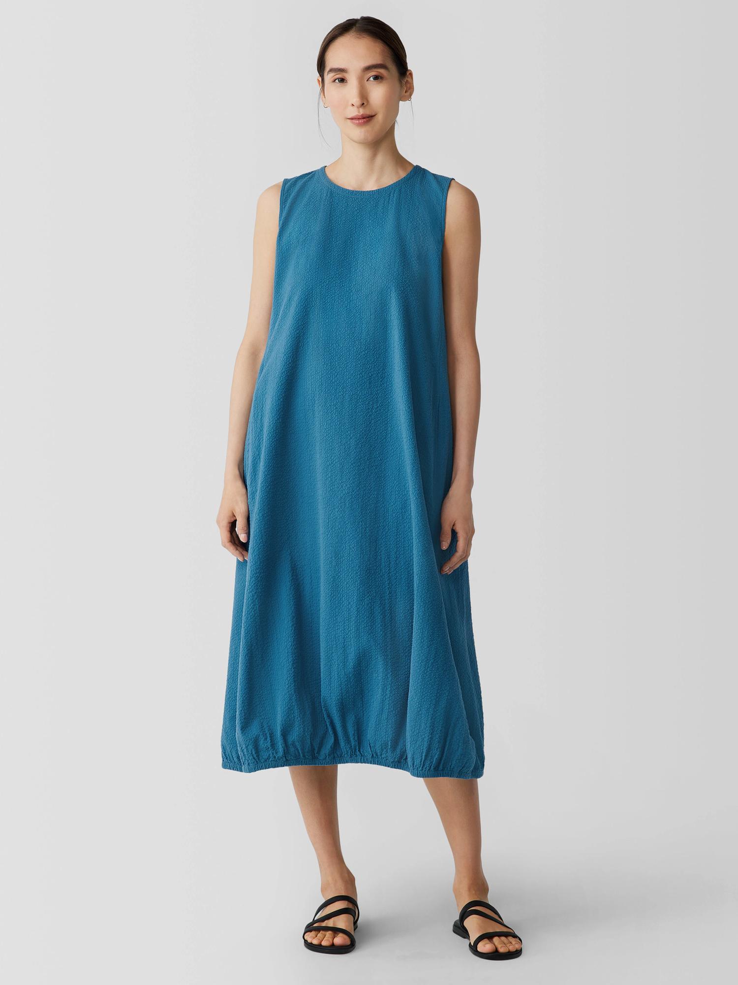 EILEEN FISHER Organic Cotton Ripple Lantern Dressfemale Product Image