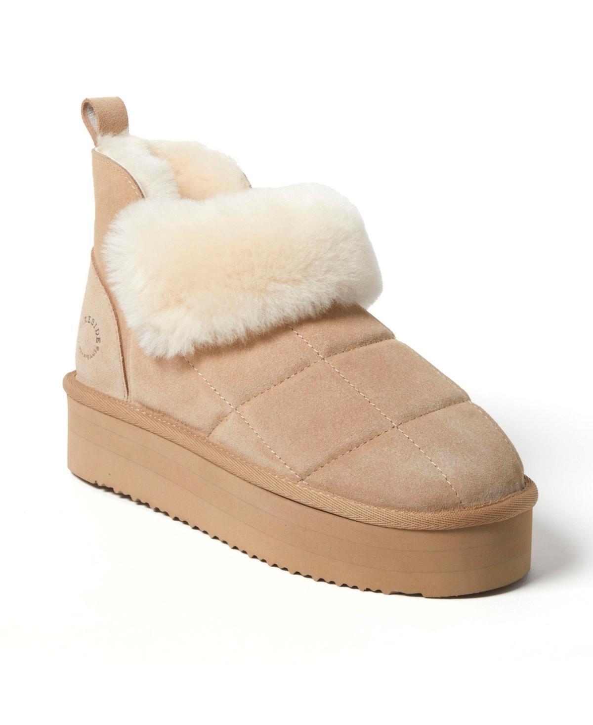 Dearfoams Fireside by Womens Bayswater Genuine Shearling Quilted Platform Bootie Product Image