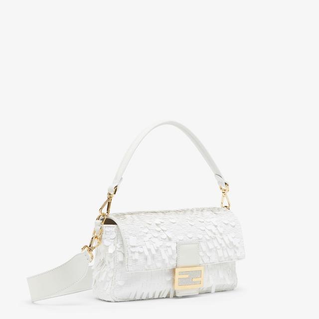 BaguetteWhite sequin and leather bag Product Image