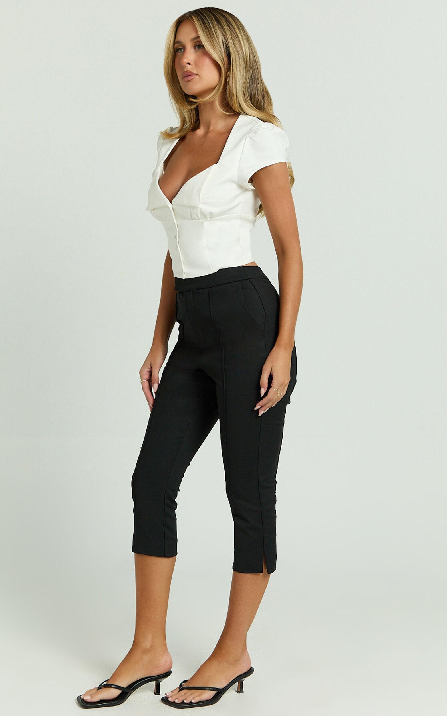 Rhode Pants - Capri Slim Fit Side Split Pants in Black Product Image