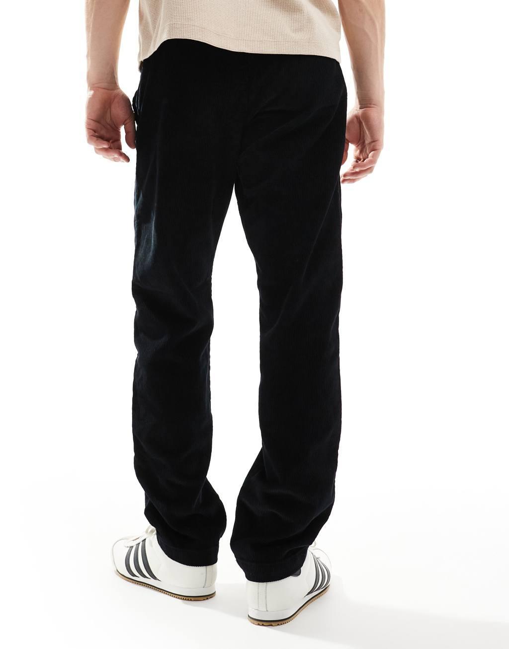 Jack & Jones loose fit drawstring cord pants in black  Product Image