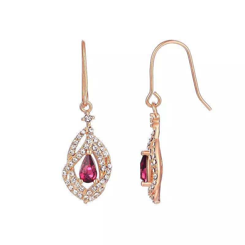 Forever Radiant Rose Gold Over Silver Amethyst Crystal Dangle Earrings, Womens, Pink Tone Product Image