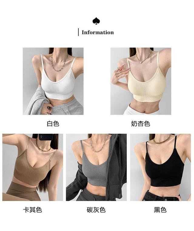 V-Neck Bralette with Pad in 5 Colors Product Image