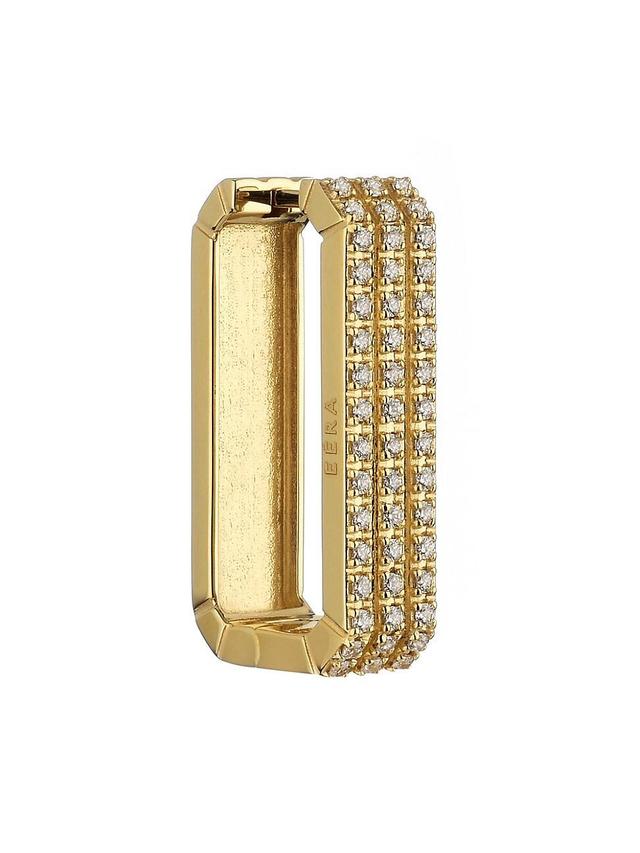 Womens Candy 18K Yellow Gold & 0.408 TCW Diamond Long Rectangular Hoop Earring Product Image