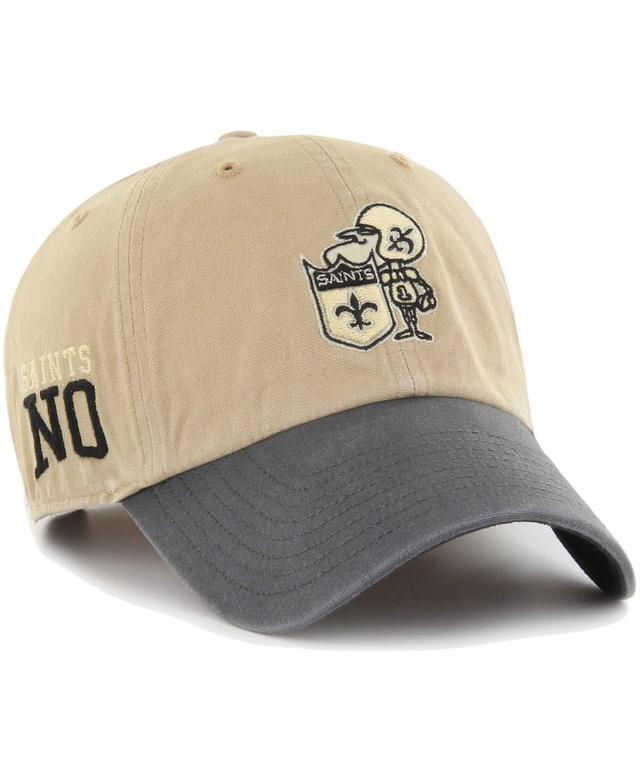 Mens 47 Khaki/Charcoal New Orleans Saints Ashford Clean Up Adjustable Hat Product Image