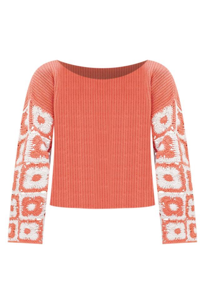 Do Your Best Rust Multi Crochet Sleeve Sweater FINAL SALE Product Image