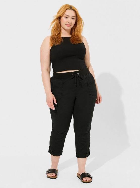 Skinny Pull On Convertible Poplin Crop Pant Product Image