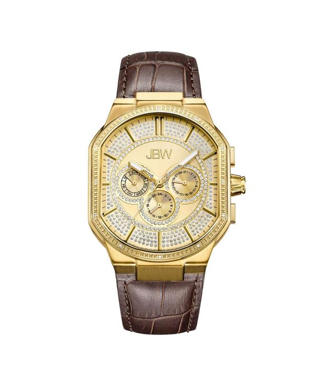 JBW Mens Orion 18K Gold-Plated Watch with Brown Leather Band Product Image