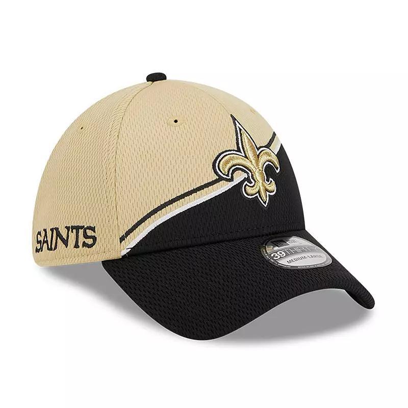 Mens New Era Vegas Gold/Black New Orleans Saints 2023 Sideline 39THIRTY Flex Hat Product Image